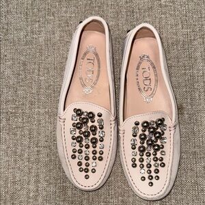 Tod's Women's Light Pink Embellished Loafers